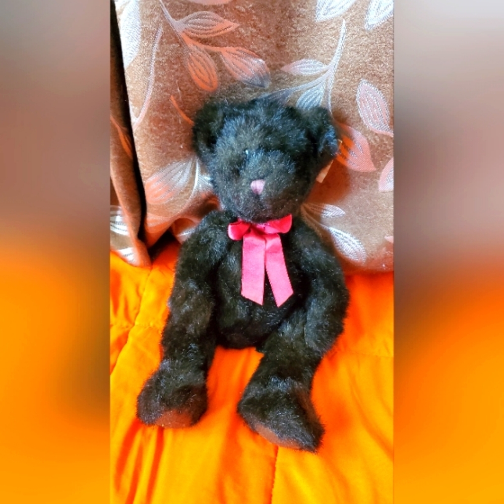 Teddy Bear Dickens Red Ribbon Tag On 15" Dark Brown